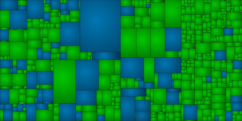 decomp.dev treemap of the AI fork of the Battle for Bikini Bottom decompilation, mostly green