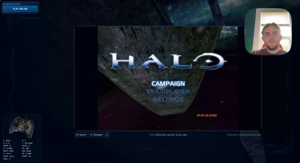 Halo: Combat Evolved running in a browser window